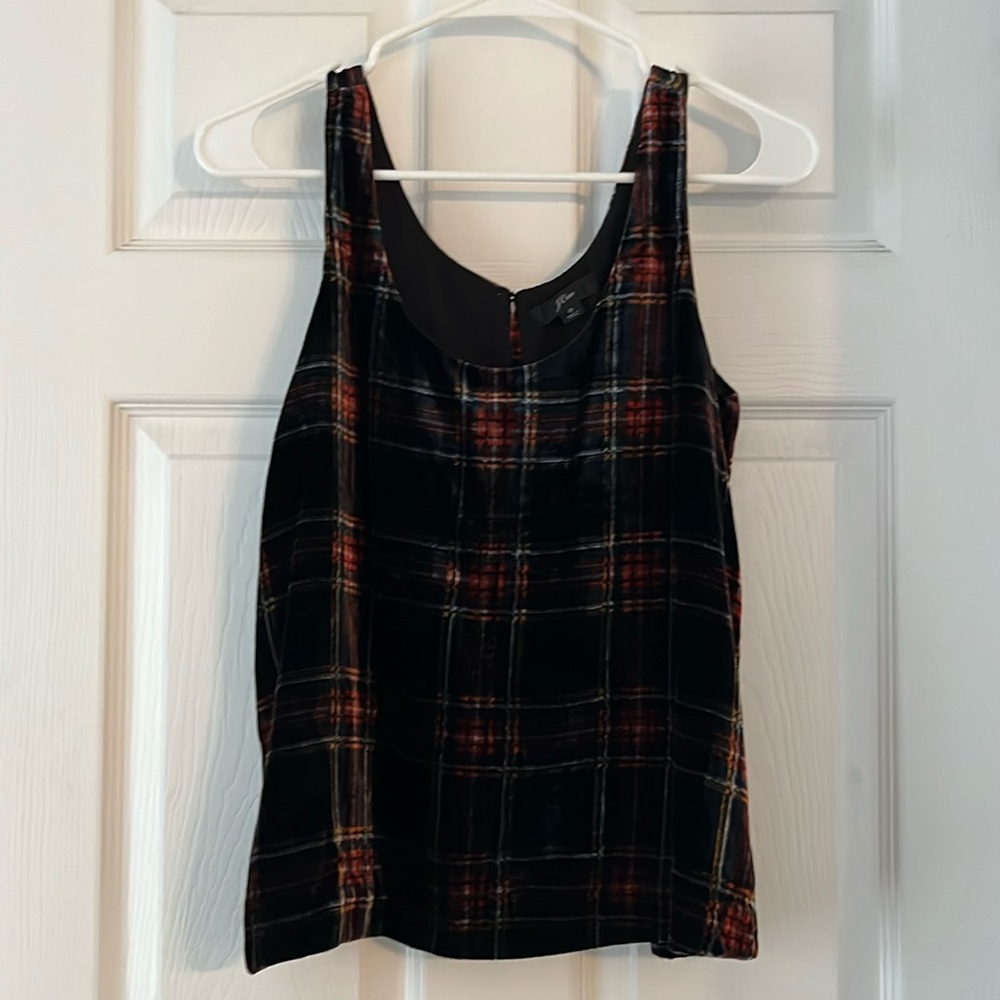 J Crew Plaid Velvet Tank NWOT